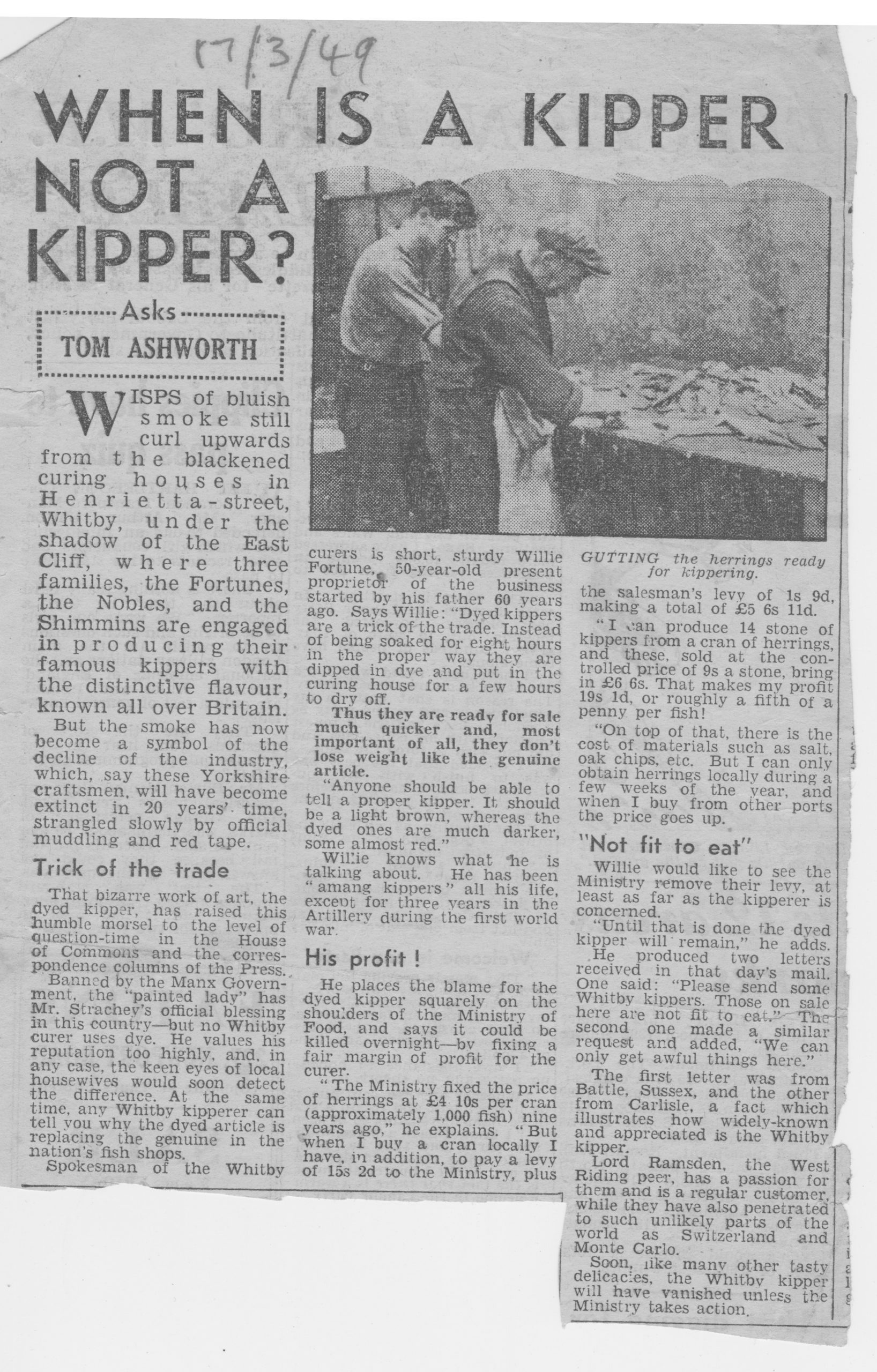 Feature article about Whitby kipper smoking