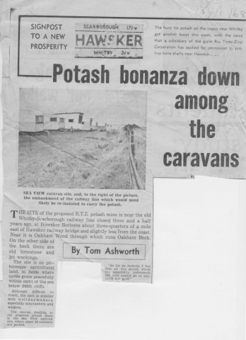 Potash mine is to be at Hawsker near caravan sites