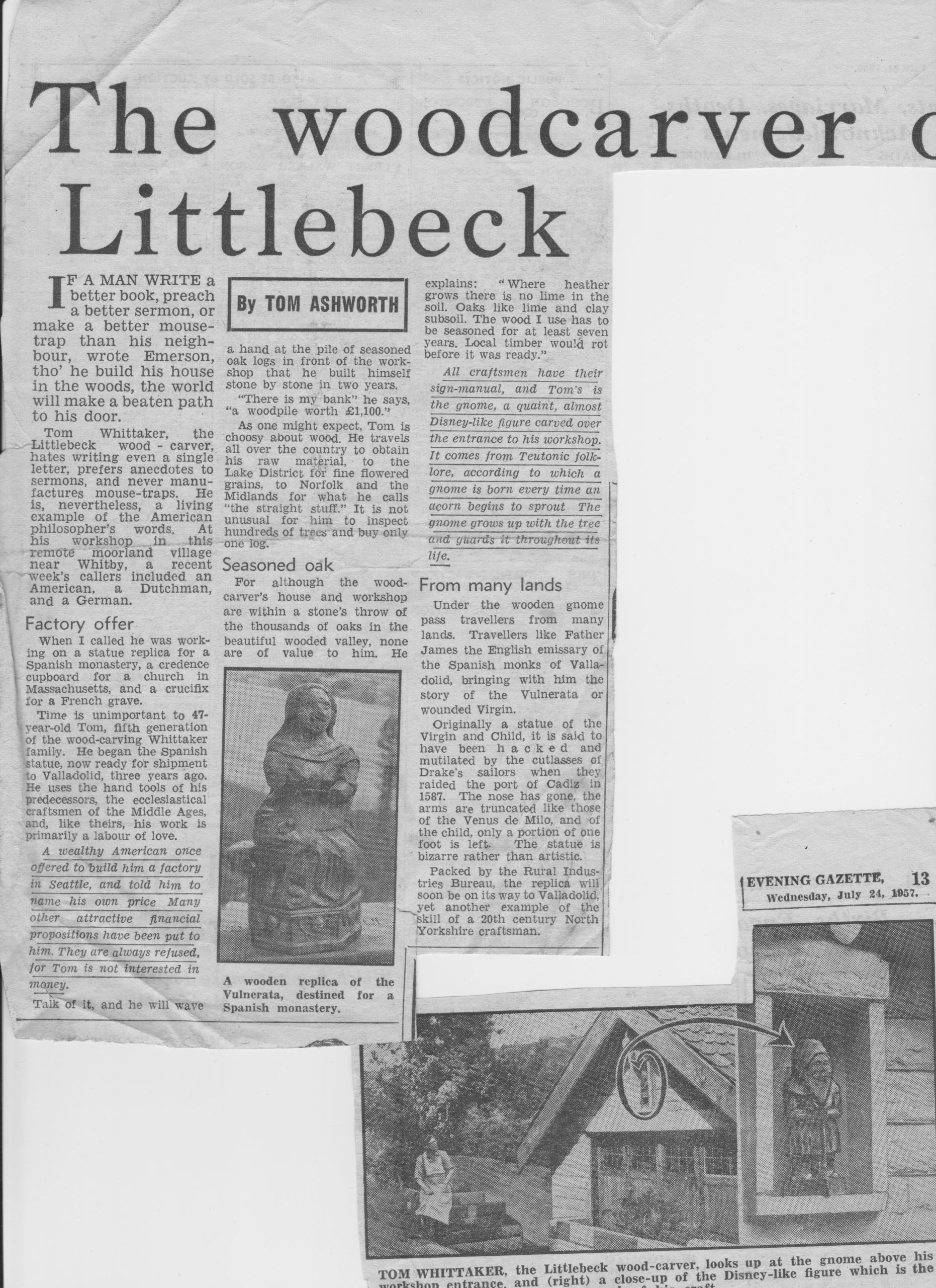 Feature on Littlebeck woodcarver